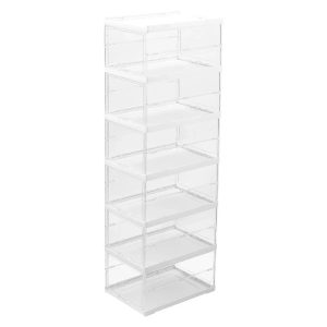 6-Tier Transparent Stackable & Foldable Shoe Storage Box, Clear Space-Saving